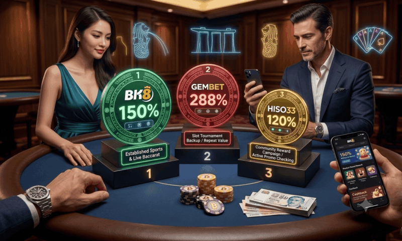 Live baccarat promotions comparison for BK8 Gembet and Hiso33