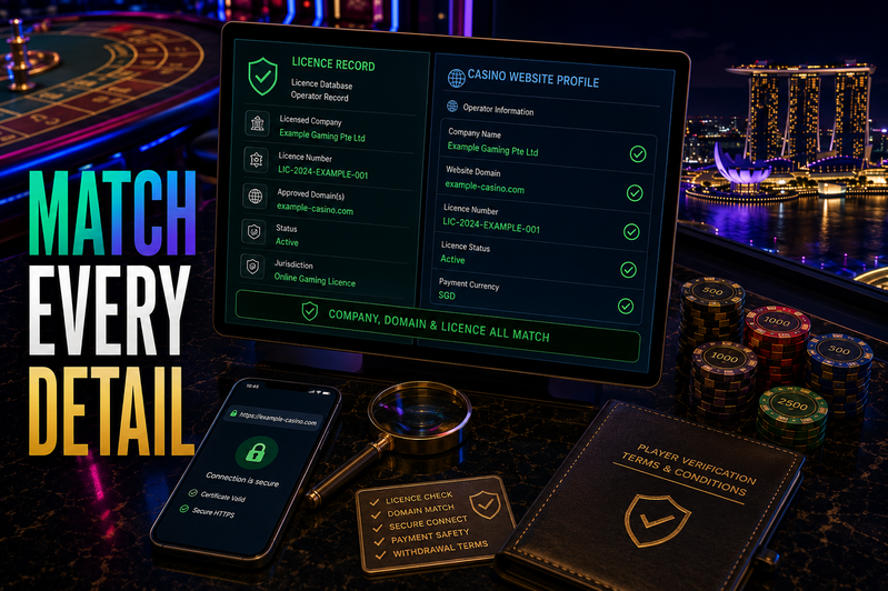 Casino licence company and domain being verified before payment